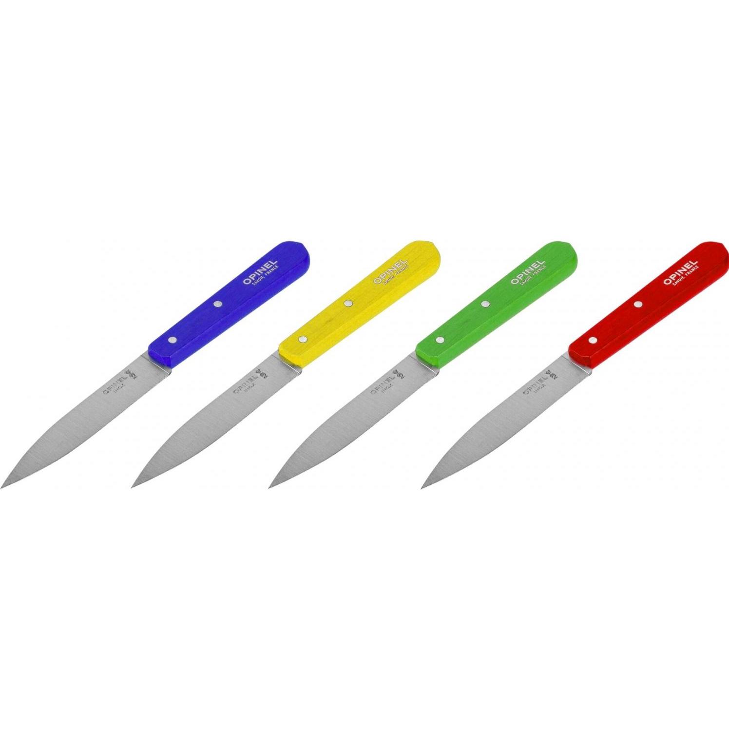 Opinel Rüstmesser, Messerblock, Blau, Gelb, Rot, Grün