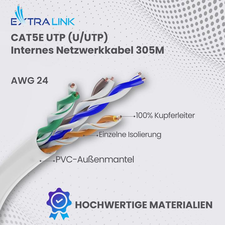Actual product image Extralink Internal CAT5E UTP network cable 305m (U/UTP, CAT5e, 305 m)