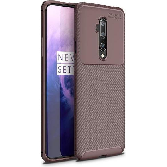 MU Style Carbon Fiber TPU Softcase Series (OnePlus 7T Pro), Smartphone Hülle, Braun