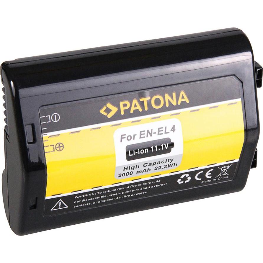 Patona Akku wie Nikon EN-EL4 für Nikon D2../D3. (Batteria della fotocamera), Alimentatore fotocamera, Nero