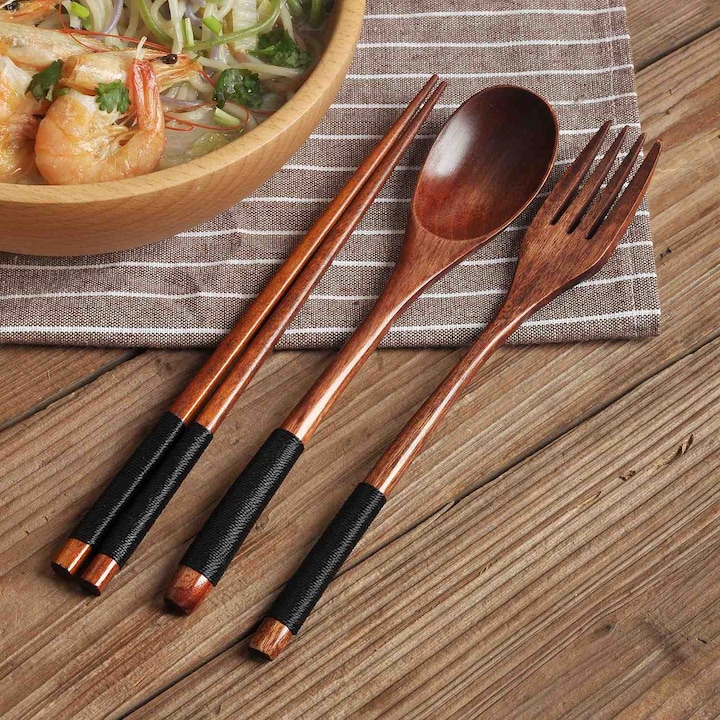 Produktbild JTI Set aus Besteck und Essstäbchen - Holz (1 Stück, Essstäbchen)