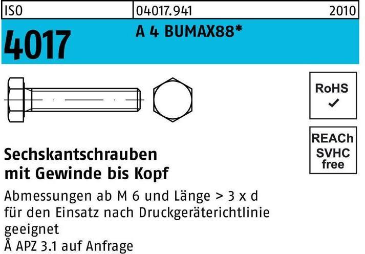 Actual product image Bufab Hexagon head screw ISO 4017 VG M 10 x 50 A 4 BUMAX88 (50 Screws per piece)