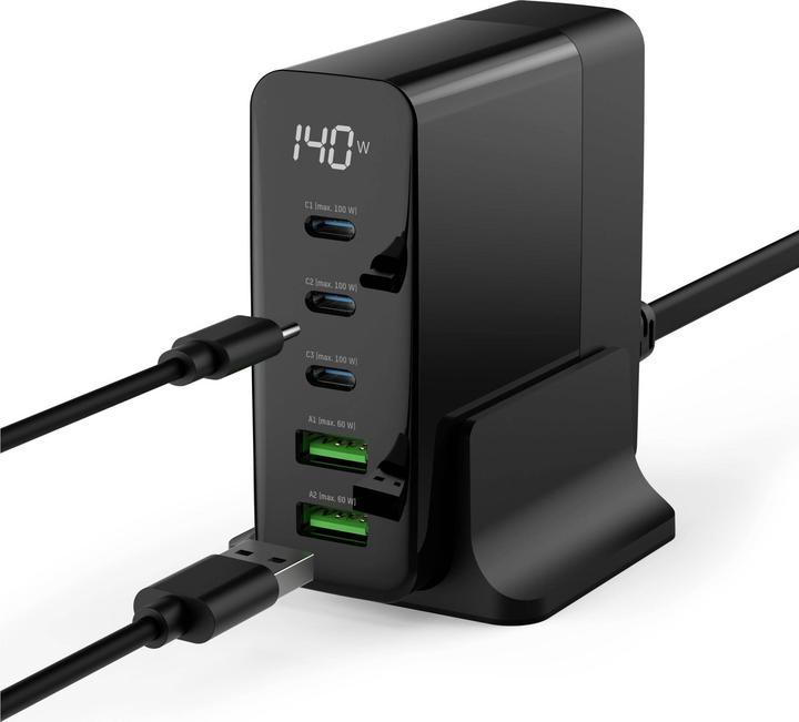 Actual product image Ansmann Desktop USB Charger 5 Ports Qc Type C Pd 140w (140 W, 5 ports)