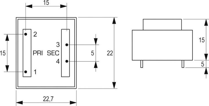 Produktbild Block Transformator PCB 0,35VA 1x6V