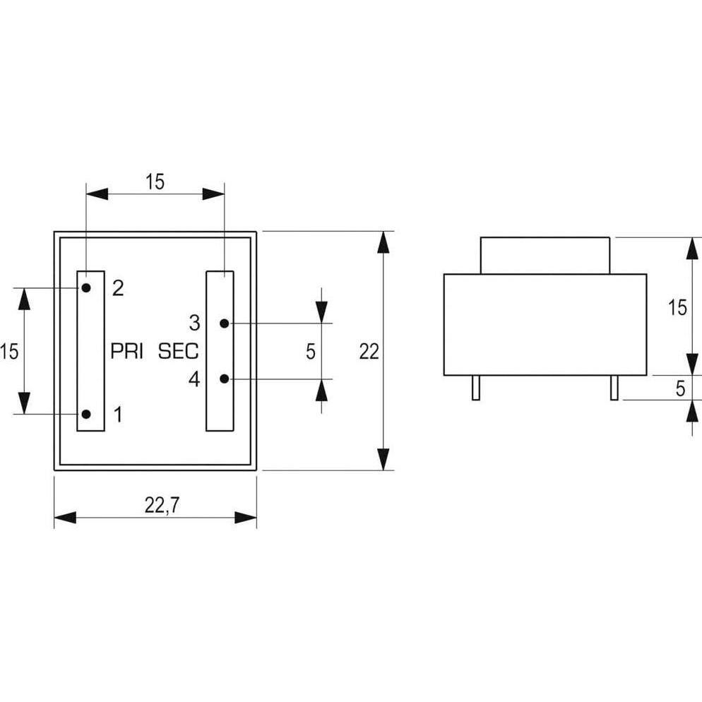 Thumbnail - Block Transformator PCB 0,35VA 1x6V, Transformator