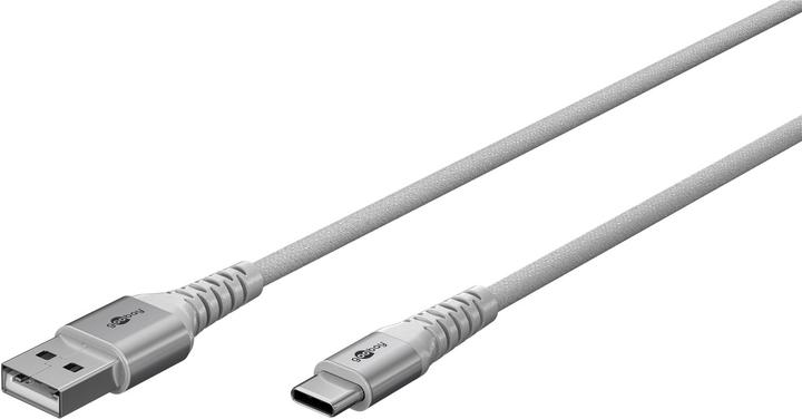 Produktbild Goobay USB-C Supersoftes Textilkabel mit Metallsteckern, 2 m, weiss (2 m, USB 2.0, 60 W)