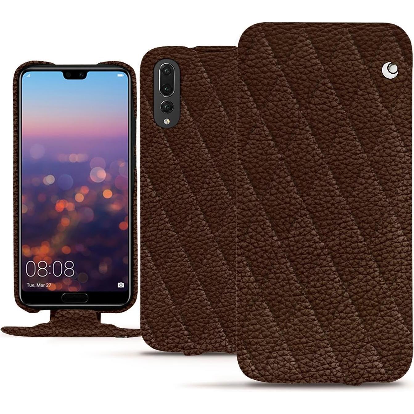 Noreve Lederschutzhülle vertikal (Huawei P20 Pro), Smartphone Hülle, Braun