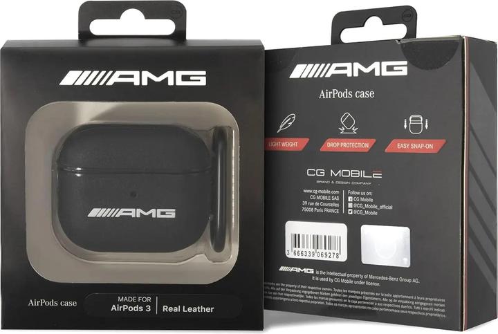 Actual product image Mercedes AMG Leather Logo - CASE 3 AirPods (Black)