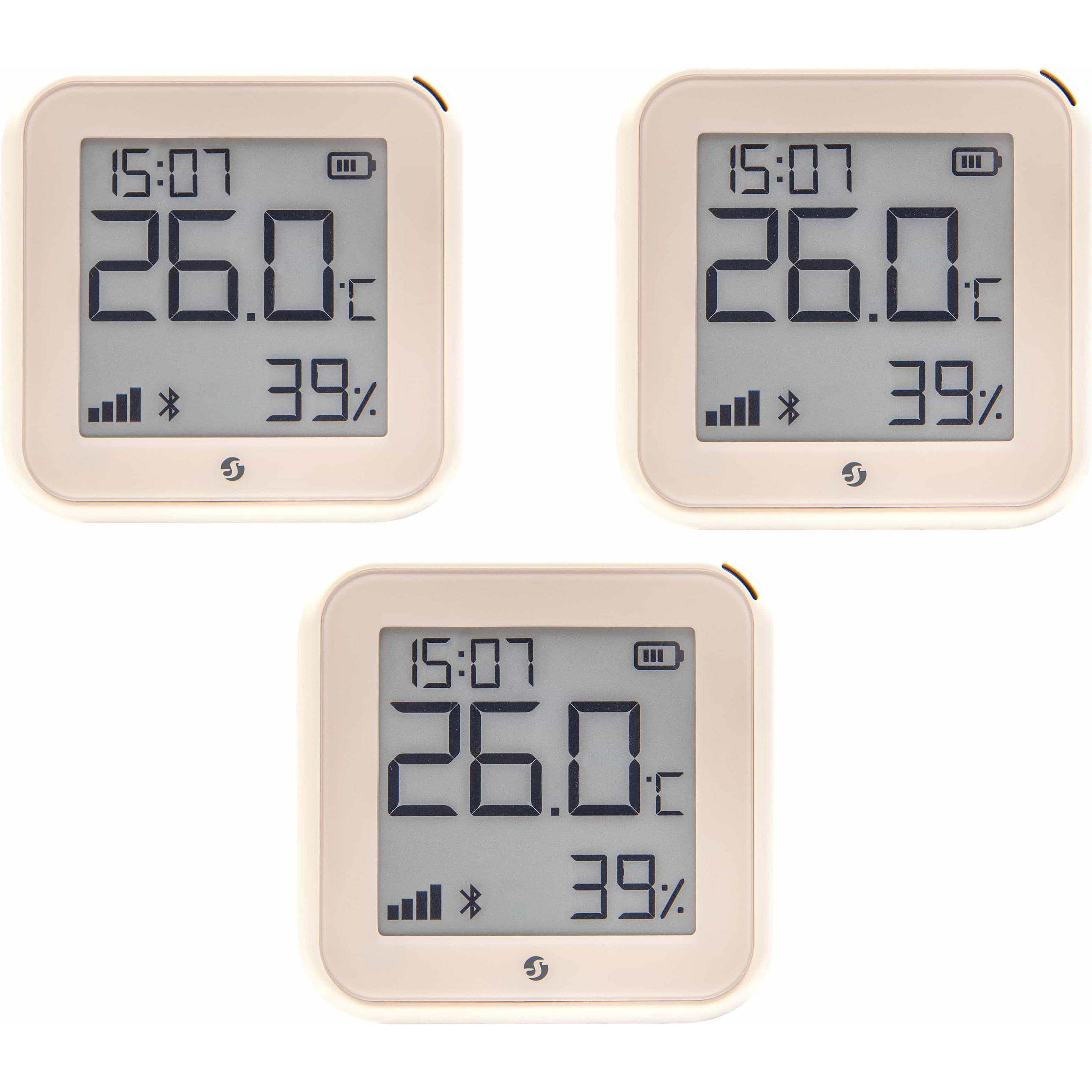Shelly WLAN-Temperatur- u. Feuchtigkeitssensor Plus H&T Gen. 3, BT, Ivory, 3 Stück, Thermometer + Hygrometer, Weiss