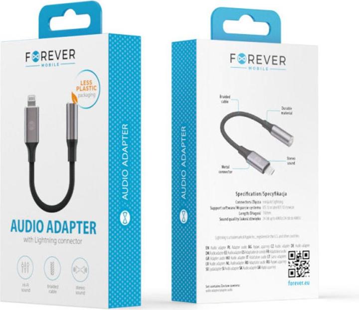 Produktbild Forever Adapter Audio AJL-01 Klinke 3,5 mm - Lightning schwarz (Klinkenadapter)