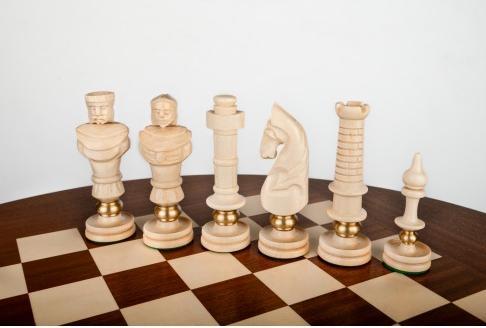 Produktbild False Luxus-Schachtisch, rund, mit Figuren