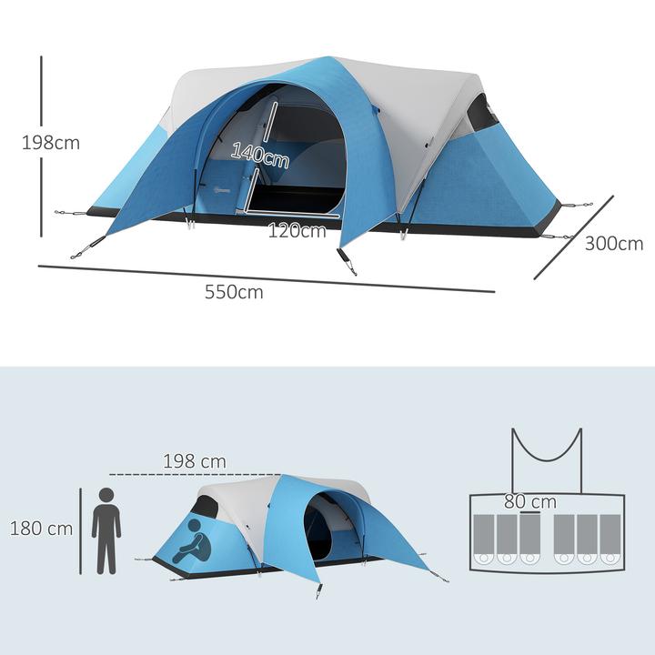Actual product image Outsunny Tunnelzelt Polyester Blau (Tunnel tent, 6 persons)