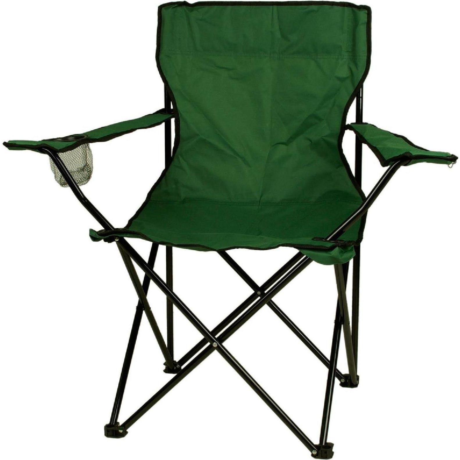 VCM, Gartenstühle, Faltstuhl Campingstuhl mit Armlehne und Getränkehalter dunkelgrün