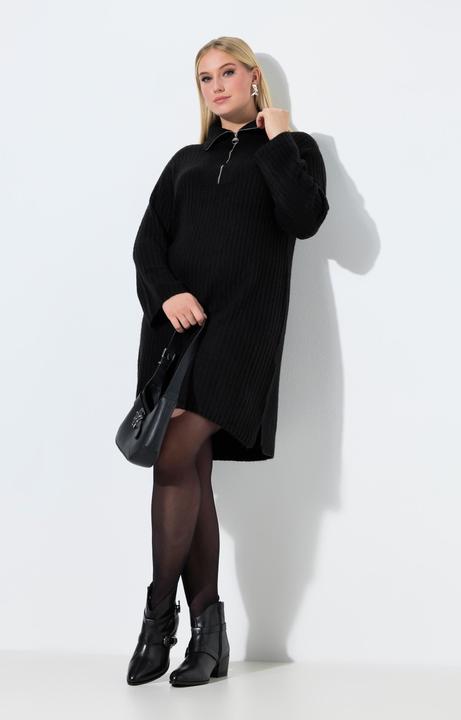 Actual product image Ulla Popken Ribbed Knit Long Sleeve Troyer Collar Dress (42, 44)