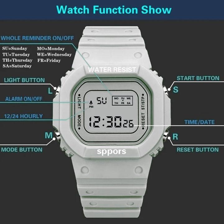 Actual product image Cbx Quadro Sport watch, digital watch with silicone strap white (44 mm)