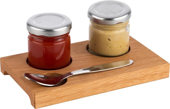 Image du produit APS Planche à servir (L)150 x (P)90 x (H)15 mm, chêne en bois de chêne huilé, avec 2 creux Diamètre