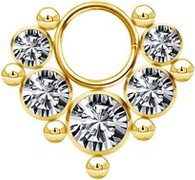 Image du produit Star Piercing Anhänger vergoldet fünf Kristalle silber mit sieben Kugeln (sans laiton, Acier chirurgical 316L)