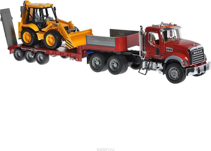 Image du produit Bruder Camion Mack Granite avec remorque surbaissée et pelleteuse
