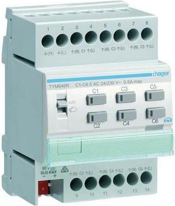 Hager Attuatore di riscaldamento a 6 canali KNX TYM646R