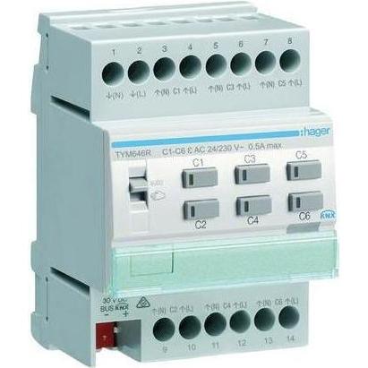 Hager Heizungsaktor 6fach KNX TYM646R, Zubehör Heizen