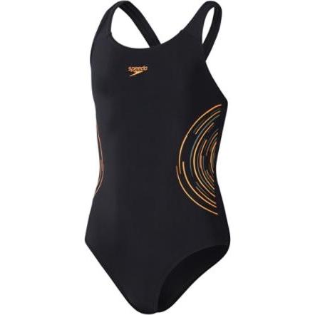 Speedo, Mädchen, Badeanzug, Placmement Muscleback, Schwarz, (5, 6)