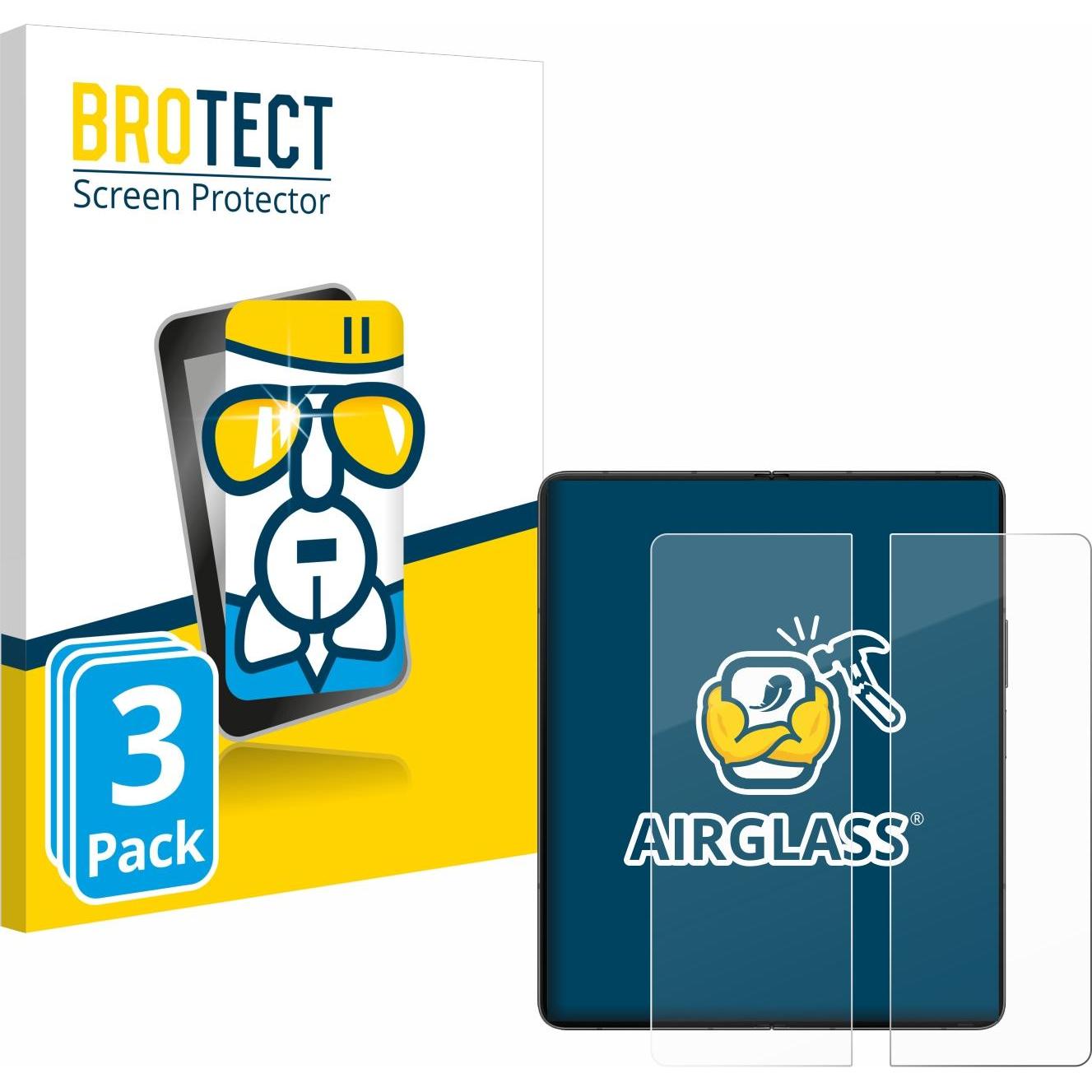 BROTECT AirGlass Panzerglasfolie (3 Stück, Samsung Galaxy Z Fold5), Smartphone Schutzfolie, Transparent