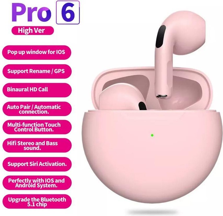 Actual product image PhoneLook Bluetooth 5.0 Headphones Pro 6 Super Bass Wireless Earbuds Round Design (ANC, 4 h)