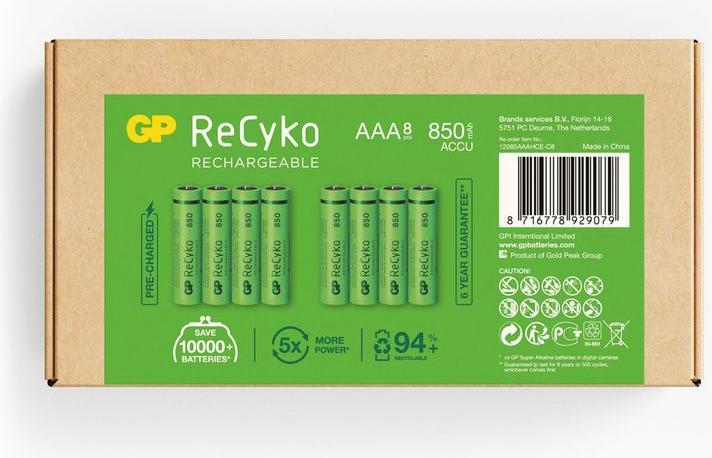 Produktbild GP Batteries Micro (AAA) Akku ReCyko+ Akkus 850 mAh (8 Stk., HR03, 850 mAh)