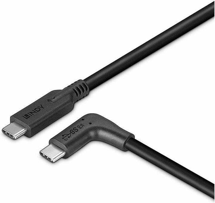 Produktbild Lindy 1m USB 3.2 Typ C Kabel 90° gewinkelt (32018) (1 m, 60 W)