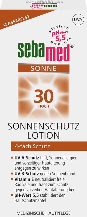 Actual product image Sebamed Sun Protection Lotion SPF 30, 150 ml LOT (Sun lotion, SPF 30, 150 ml)
