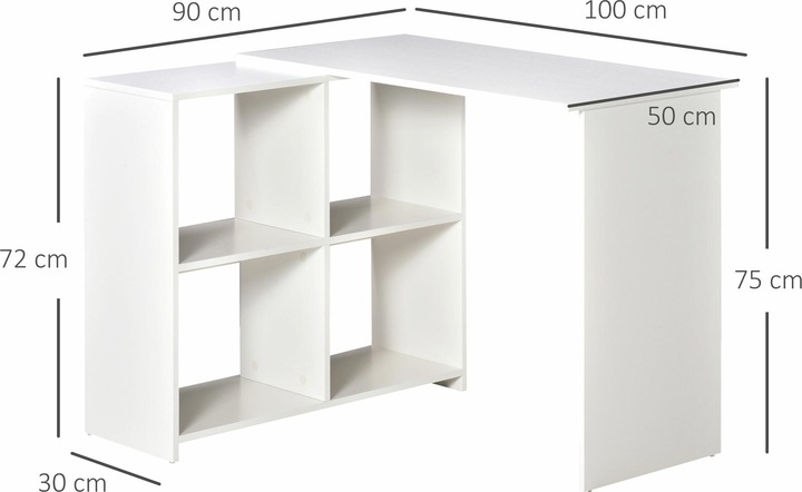 Actual product image Homcom Corner Desk Desk with Shelf (100 x 90 x 75 cm)