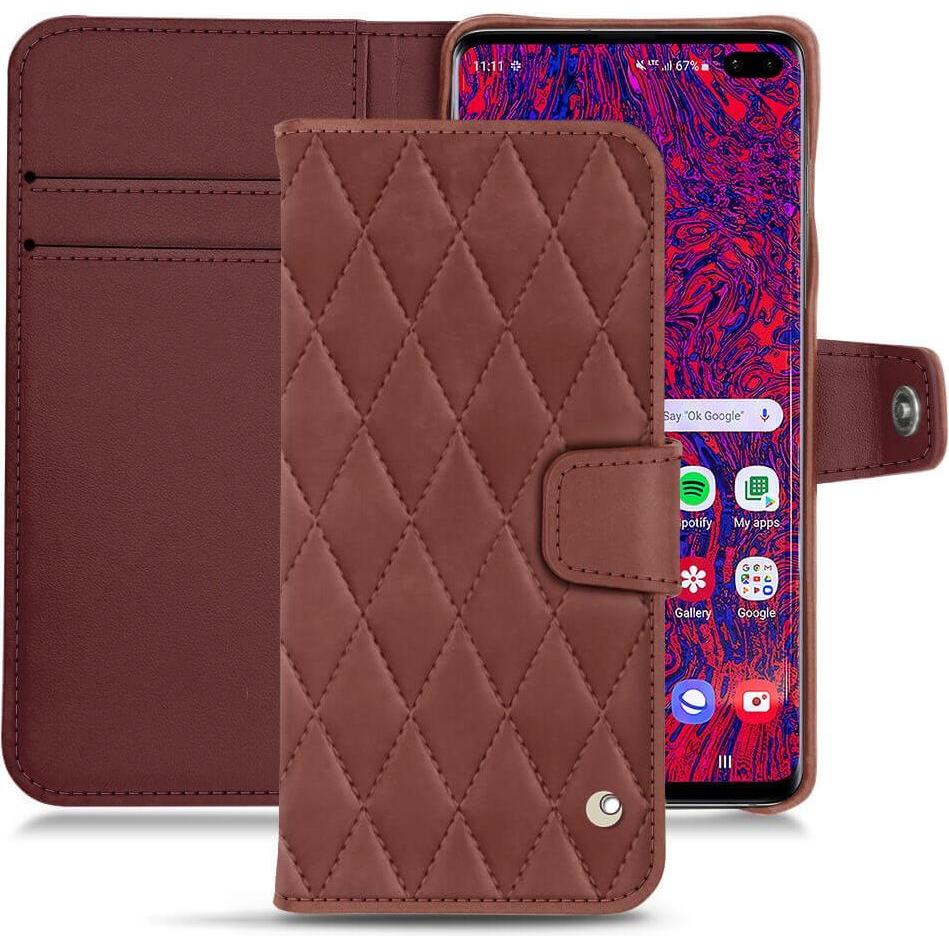 Noreve Lederschutzhülle Wallet (Samsung Galaxy S10+), Smartphone Hülle, Rot