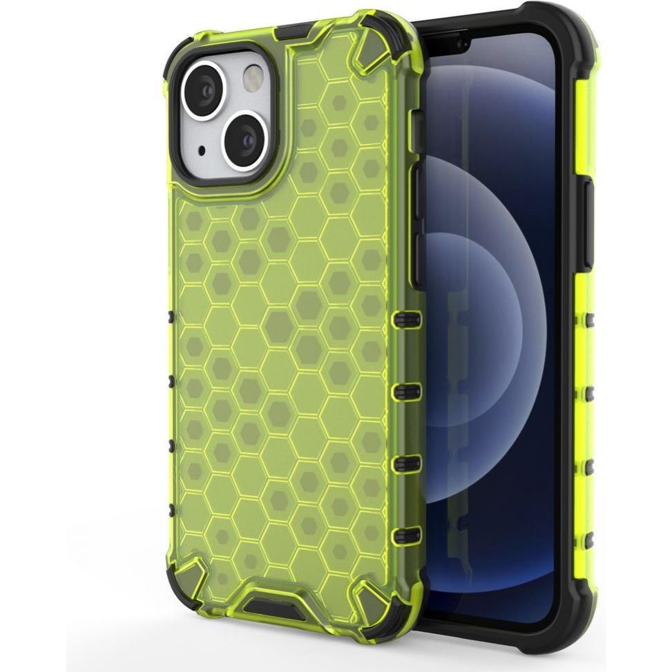 Hurtel Cover Per Armatura A Nido D'ape Con Paraurti In Tpu Per Iphone 13 Mini Verde (Apple Iphone 13 Mini), Cover Smartphone, Verde