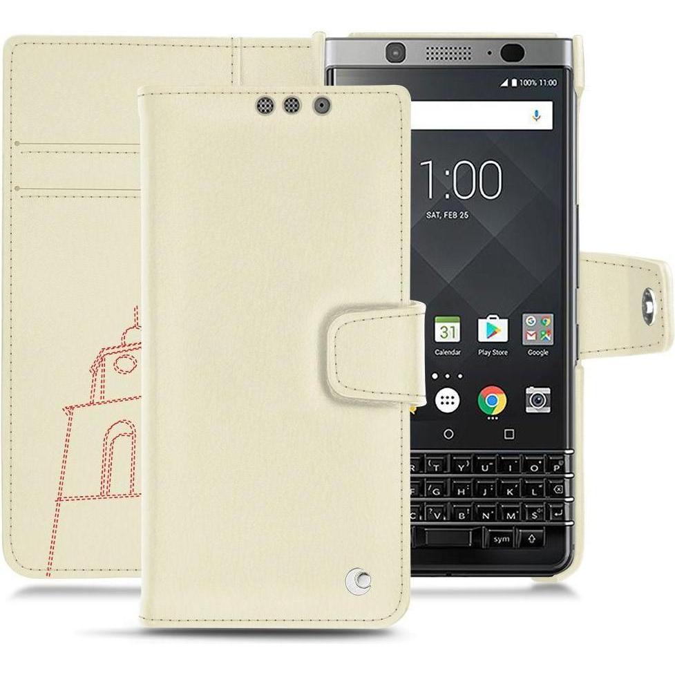 Noreve Lederschutzhülle Wallet (Blackberry KEYone), Smartphone Hülle, Weiss