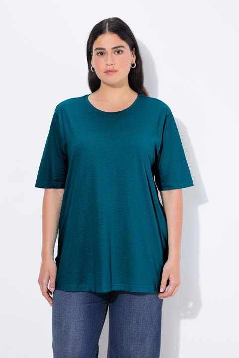 Actual product image Ulla Popken Basic Round Neck Short Sleeve Relaxed Fit Tee (68)