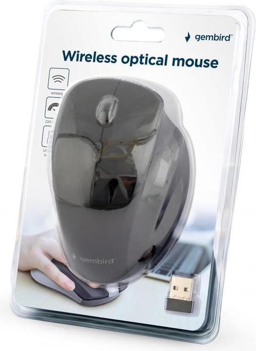 Actual product image Gembird MUSW-6B-02 6-button optical wireless mouse black (Wireless)