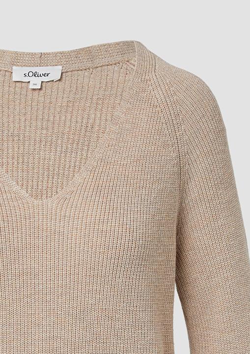 Produktbild s.Oliver Strickpullover Strickpullover aus Baumwollmix mit V-Ausschnitt (48)