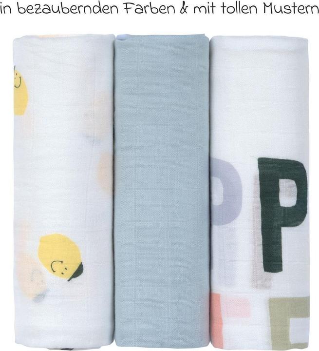 Immagine prodotto Lässig Mullwindeln & Mulltücher Mulltuch 3er Pack Heavenly Soft Swaddle L (80 cm, 80 cm)