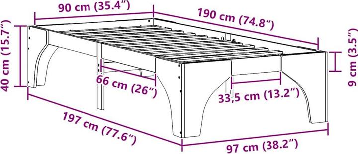 Actual product image vidaXL Bettgestell (90 x 190 cm)