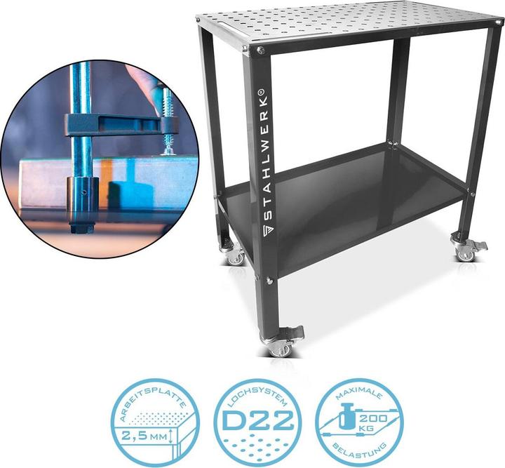 Image du produit Stahlwerk Table de soudage WT-960 ST 915 x 457 mm Table d'assemblage avec une capacité de charge de 200 kg (45.70 cm, 91.50 cm)