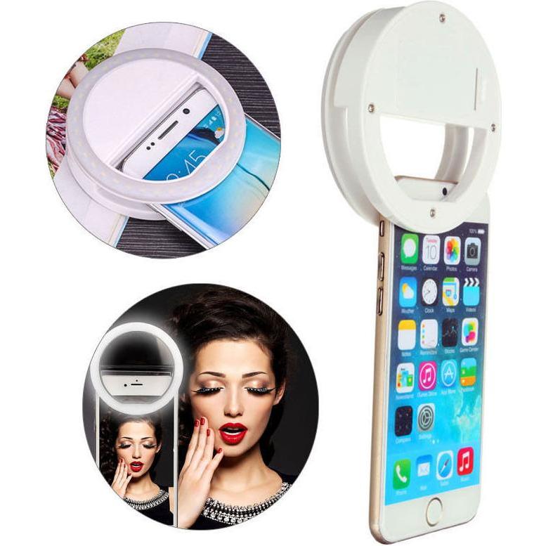 Thumbnail - JTI Universelle Selfie-Lampe/Ring mit verschiedenen Lichtmodi - Weiss, Weiteres Smartphone Zubehör, Weiss