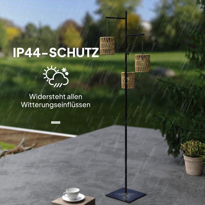 Produktbild Swisshandel24 Solar Stehlampe Rattan Solarlampen mit Lichtsensor automatisch im Boho-Stil IP44 (15 lm, IP44)