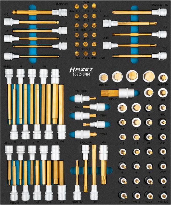 HAZET Screwdriver socket set 163D-3/94 ∙ 3 – 10 ∙ 0,6 x 3,5 – 1,2 x 8 ∙ M5 – M18 ∙ PH1 – PH2 ∙ PZ1 …