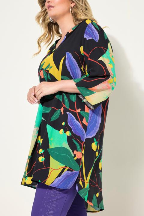 Actual product image Miamoda A-line tunic with leaf print and loose 3/4 sleeves (46)