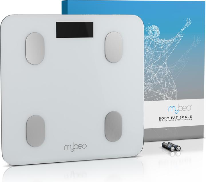 Produktbild Mybeo Körperwaage smart mit Bluetooth, Farbdisplay, Trend-Diagramm, Appsteuerung OKOK, weiss, max. 180kg (180 kg)