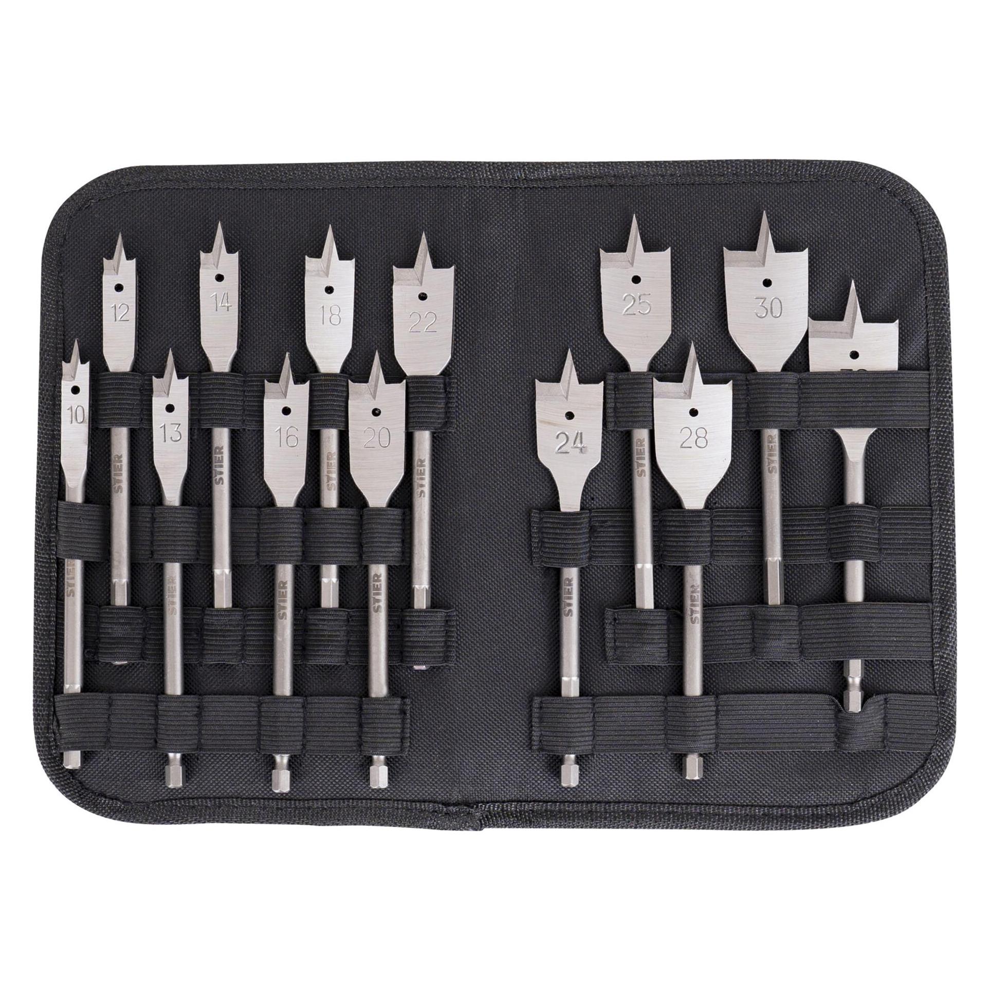 Stier Flachfräsbohrer Set 10 - 32 mm 1/4" (10 Millimeter, 12 Millimeter, 13 Millimeter, 14 Millimeter, 16 Millimeter, 18 Millimeter, 24 Millimeter, 25 Millimeter, 28 Millimeter, 30 Millimeter, 32 Millimeter, 4-22 Millimeter, bis 20 Millimeter) (76457857)