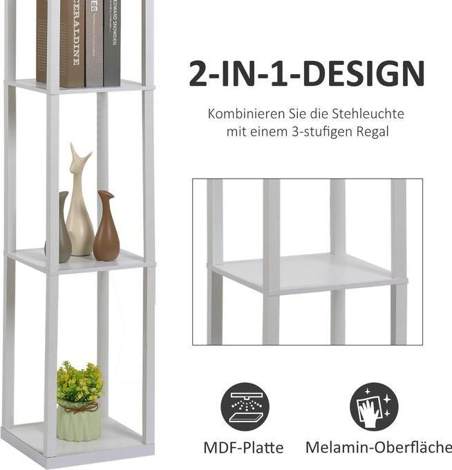 Actual product image Swisshandel24 Floor lamp Floor lamp with 3 shelves Interior lighting E27 up to 40W for living room/bedroom (E27)