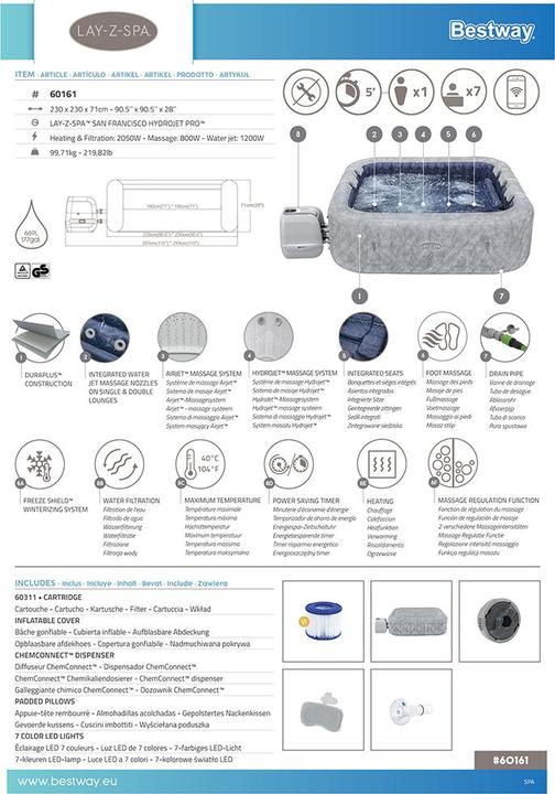 Image du produit Bestway Lay-Z-Spa San Francisco Smart Hydro Jet Pro (7 pers.)