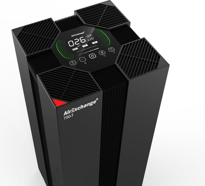 Produktbild AirExchange 750-T Zwart | Luchtreiniger 120m | HEPA H14 filter, Carbon, ionisator en UV-C lamp | Beschermt met > (120 m²)