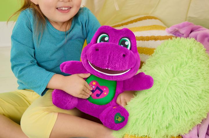 Actual product image Fisher-Price Barney's World Sing Along Barney Plush, 10.5-Inch Figure, Songs, Sounds & Soft Texture (27 cm)